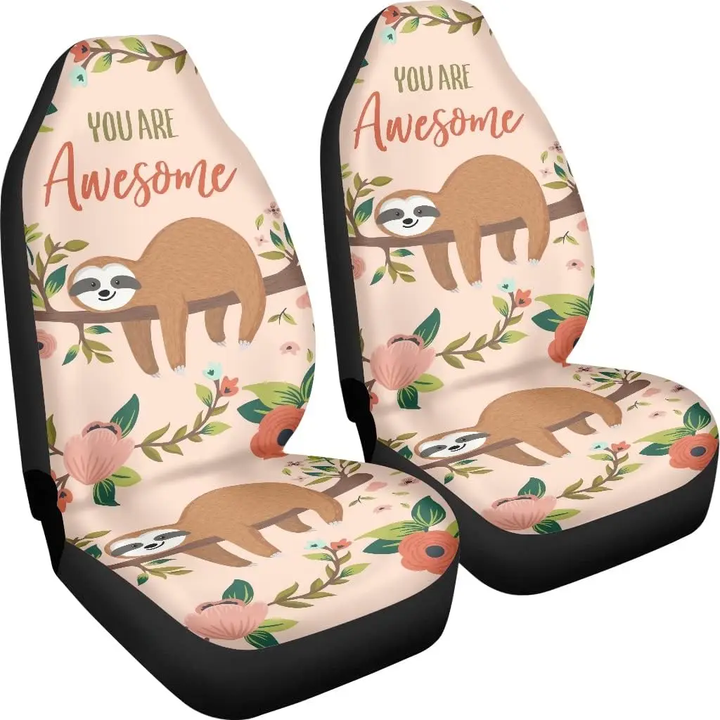 

You Are Awesome Quote Sloth Print Universal Front Seat Cover Durable Bucket Seat Cover Set of 2 for Car SUV Sedan Wagon Van