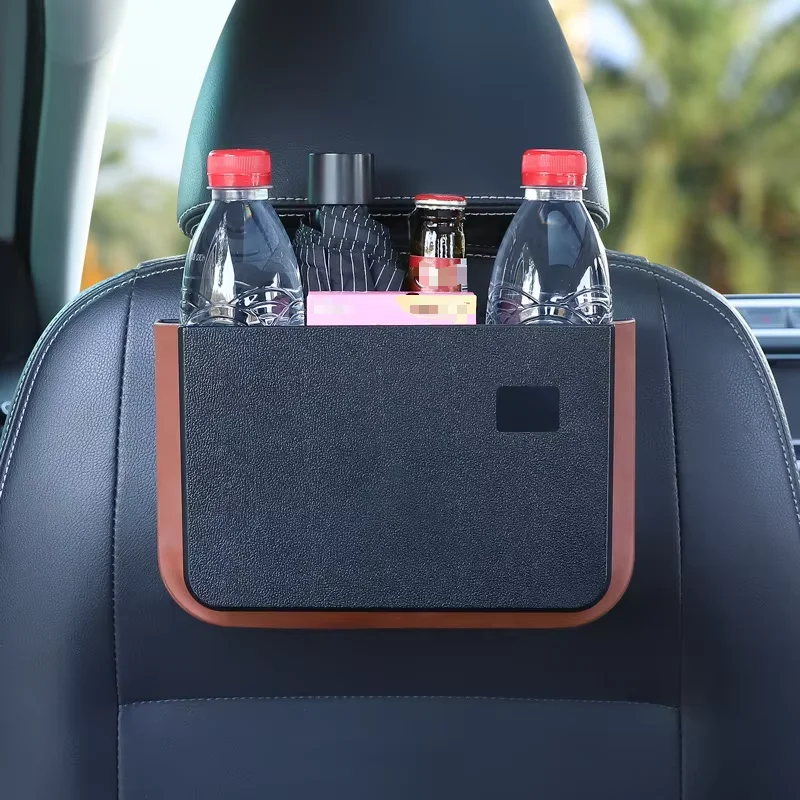 Rede organizadora de lata de lixo para carro, bolsa de armazenamento, bolso automático, tablet, telefone, óculos, bandeja de proteção, mesa traseira, assento traseiro, suporte de copo