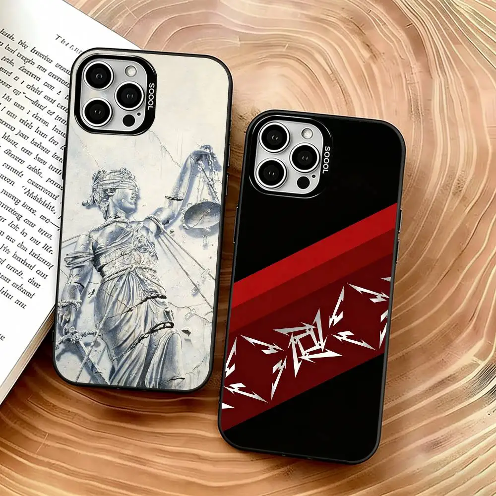 

Logo Music M-Metallica Album Phone Case For iPhone 17,16,15,14,13,12,11 Plus,Pro Max,XS,Colored Silver Plated Inside Cover
