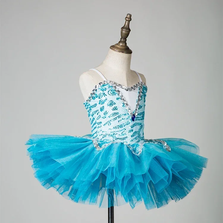 White Children Ballet Dress Sequins Performance Dancewear Little Swan Dance Costumes Girls Ballet Tutu Dancing Pompous Skirt