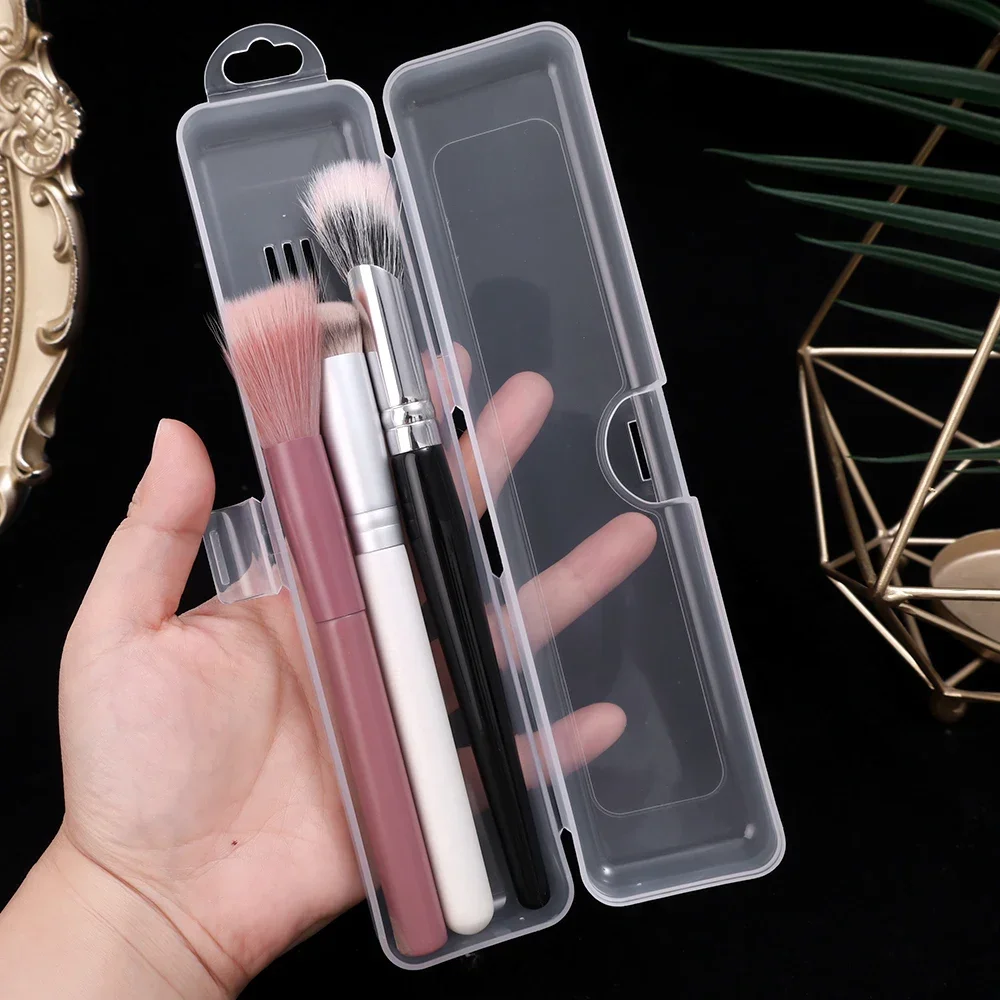 Portable Makeup Brush Storage Box Multiple Size Eyebrow Pencil Tableware Chopsticks Transparent with Cover Kitchen Accessories