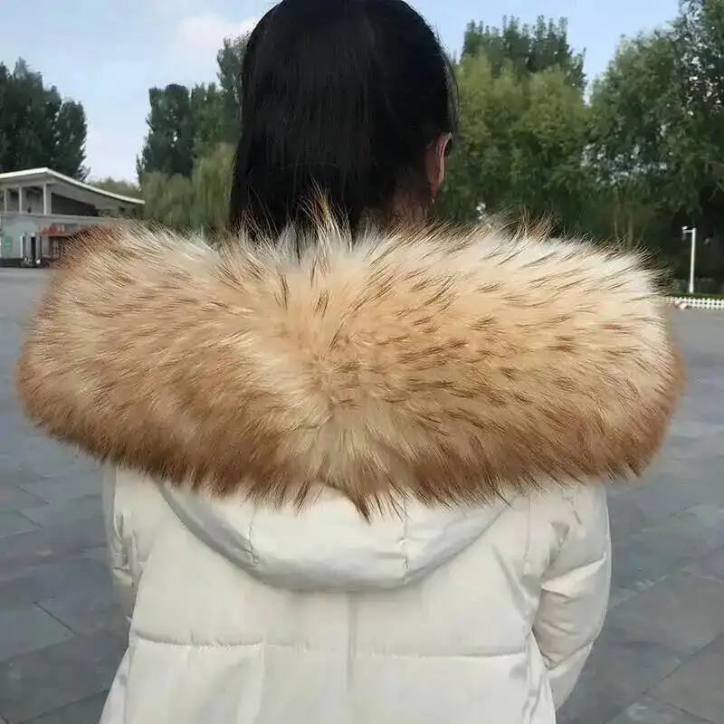 100% Gerçek Kürk Yaka Lüks Sıcak Doğal Rakun Kürk Eşarp Kadın Hakiki Kürk Yaka Atkılar Büyük Kürk Şal Erkek Ceket Kaban