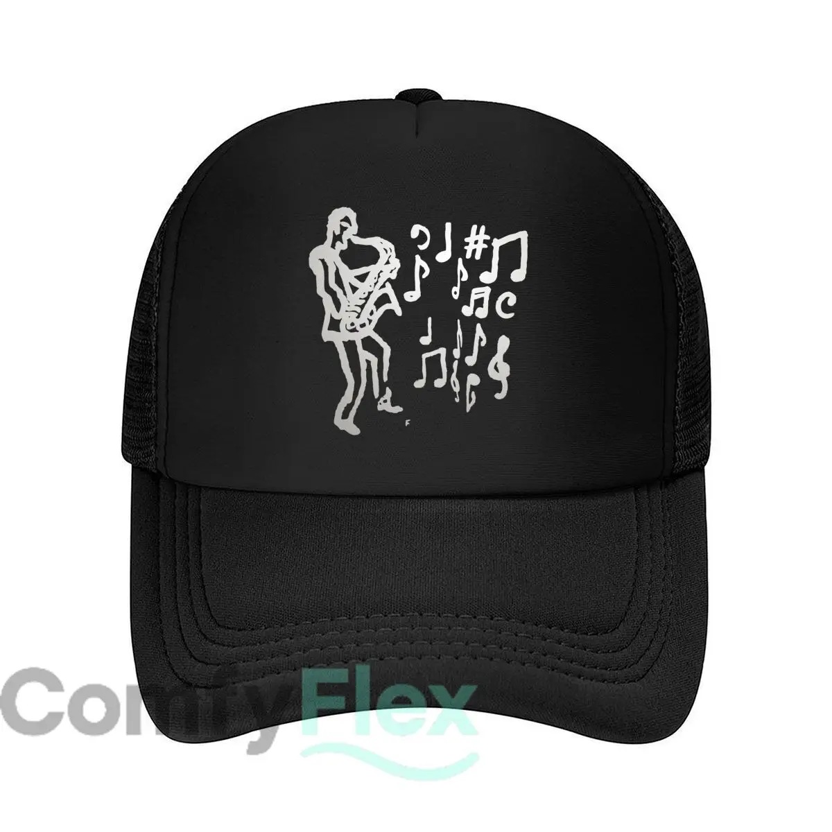 Musician and Notes Graphic Fashion Mesh Baseball Cap Breathable Casual  Hats Outdoor Snapback Cap