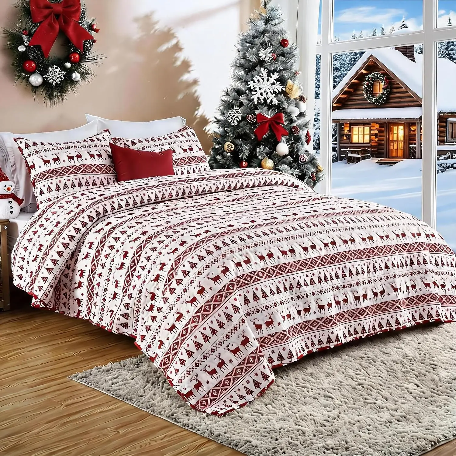 3PCS 3PCS Christmas Quilt Set King/Queen Size Quilt Set Winter Blanket for Bed Soft Warm Snowflake Fleece Sleeping Blankets Bedroom Dormitory Duvet Covers - Aliexpress Deal