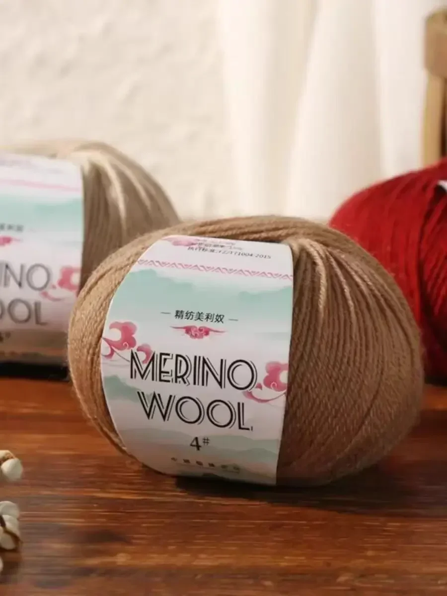 50g Merino Wool Yarn Ball for DIY Hand Knitting Crochet Coarse Wool Sweater and Scarf Cozy Soft