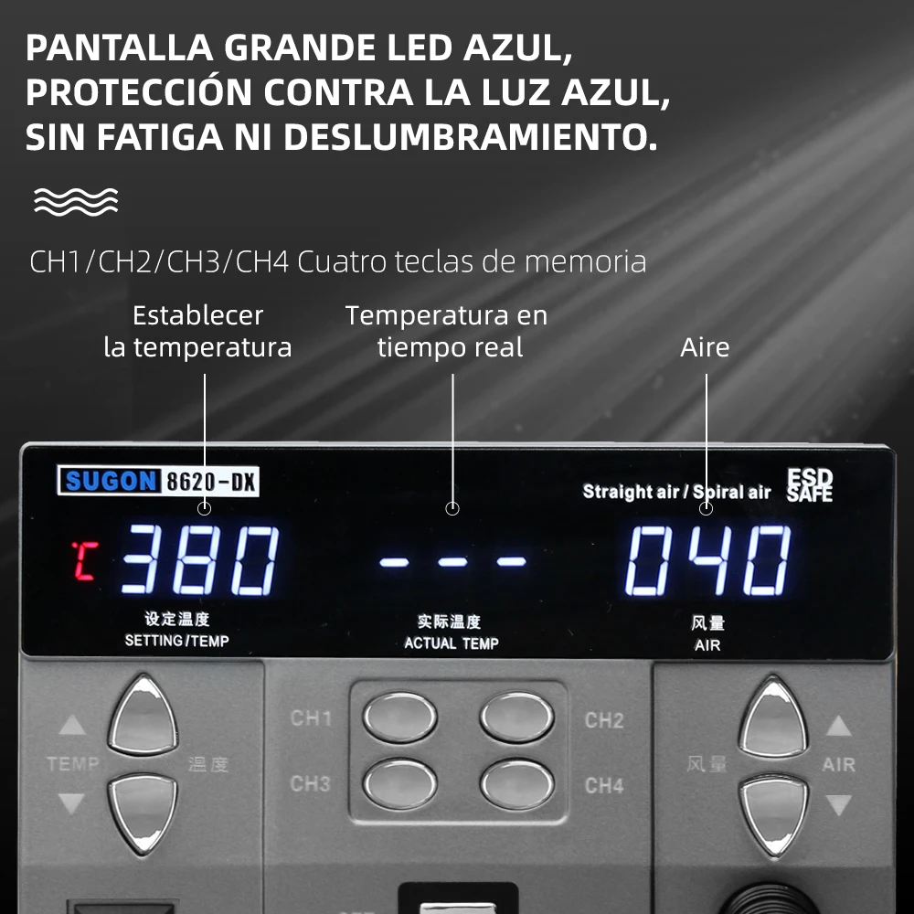 Imagem -06 - Sugon Estação de Retrabalho a ar Quente Controle de Temperatura do Microcomputador Estação de Retrabalho Bga Bico Curvo Reparação de Soldadura 1300w 8620dx Pro