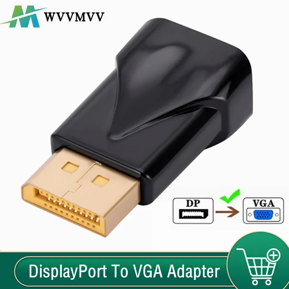 DisplayPort To VGA Adapter 1080P Display Port DP Male To VGA Female Converter for PC Projector DVD TV Laptop Monitor