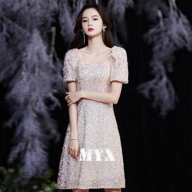 

Ele ort Sequin Dr Women's Design Sensation Luxury Birthday Par Small Size Glitter Dr Korean Sle Bubble Sve