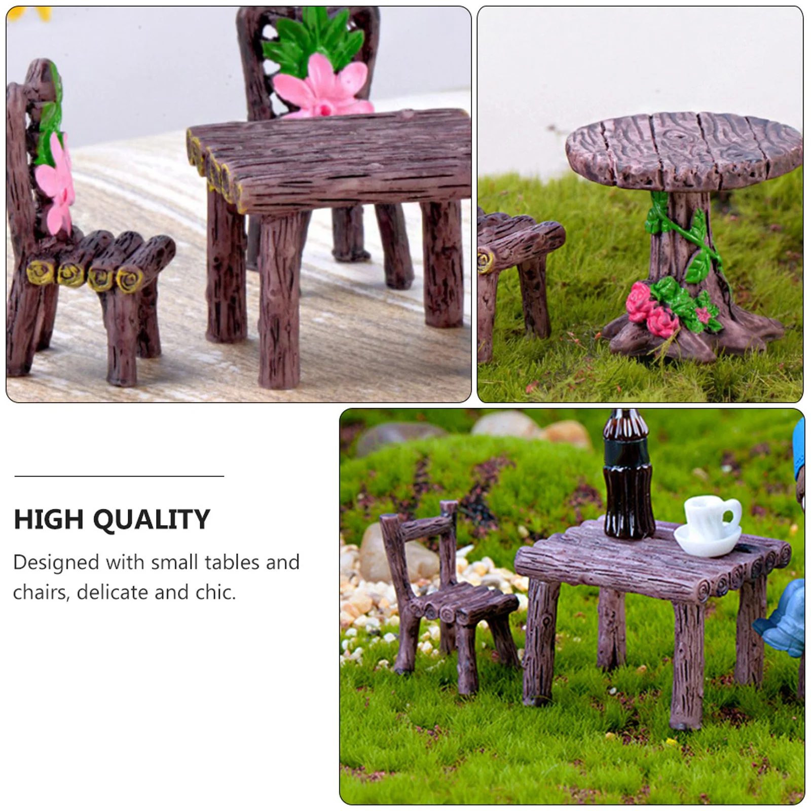 4 セットミニチュア風景アクセサリー細かい細工素敵な小さな装飾 DIY ミニ家具セットミニ樹脂椅子