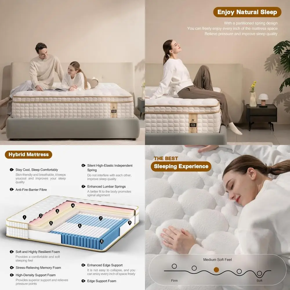 

12 Inch Queen Size Memory Foam Hybrid Mattress with Pocketed Spring Support for Motion Isolation