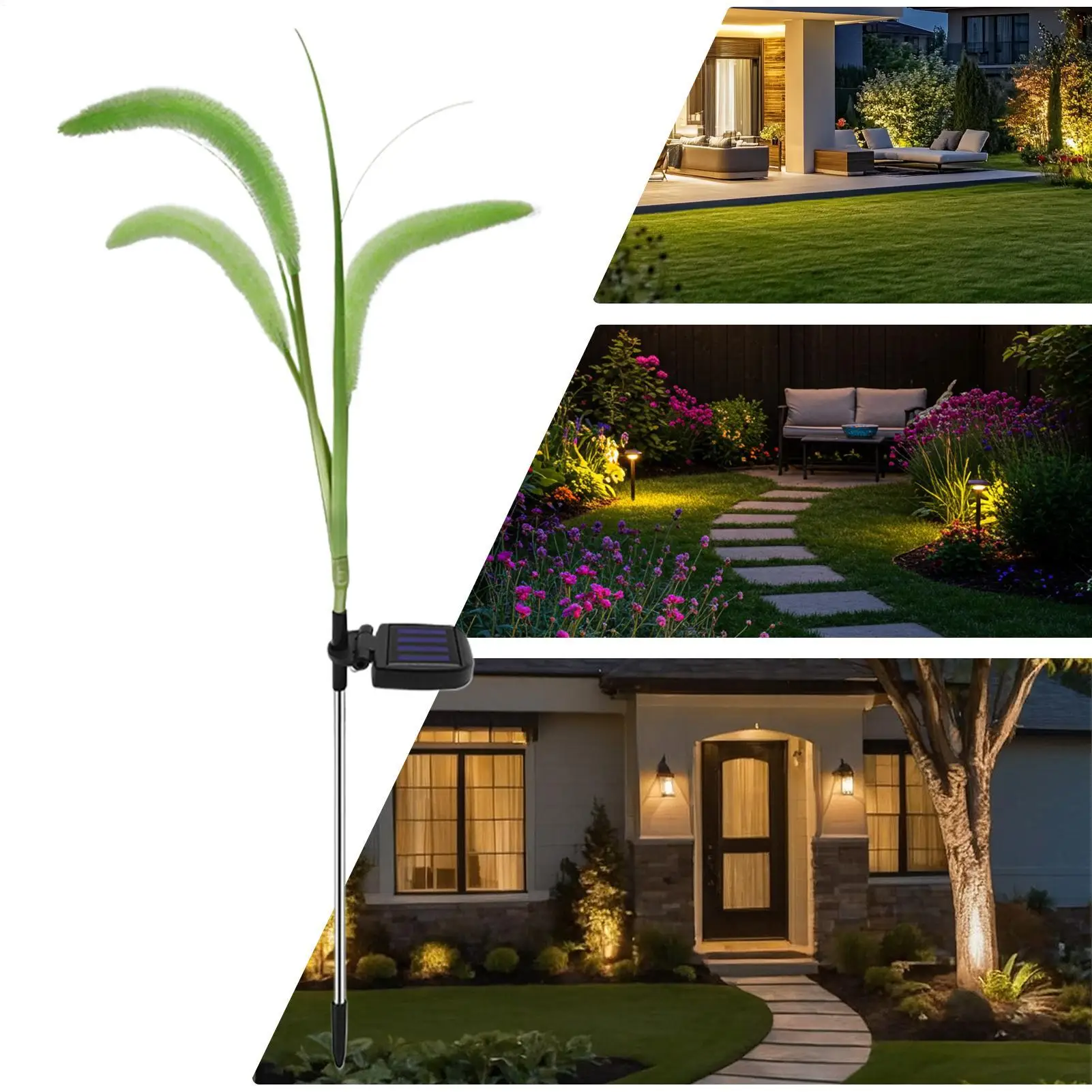 Lampes solaires d'extérieur pour jardin, décorations de jardin en herbe artificielle haute, lampes solaires pour allée, décorations d'extérieur pour patio, porche, allée
