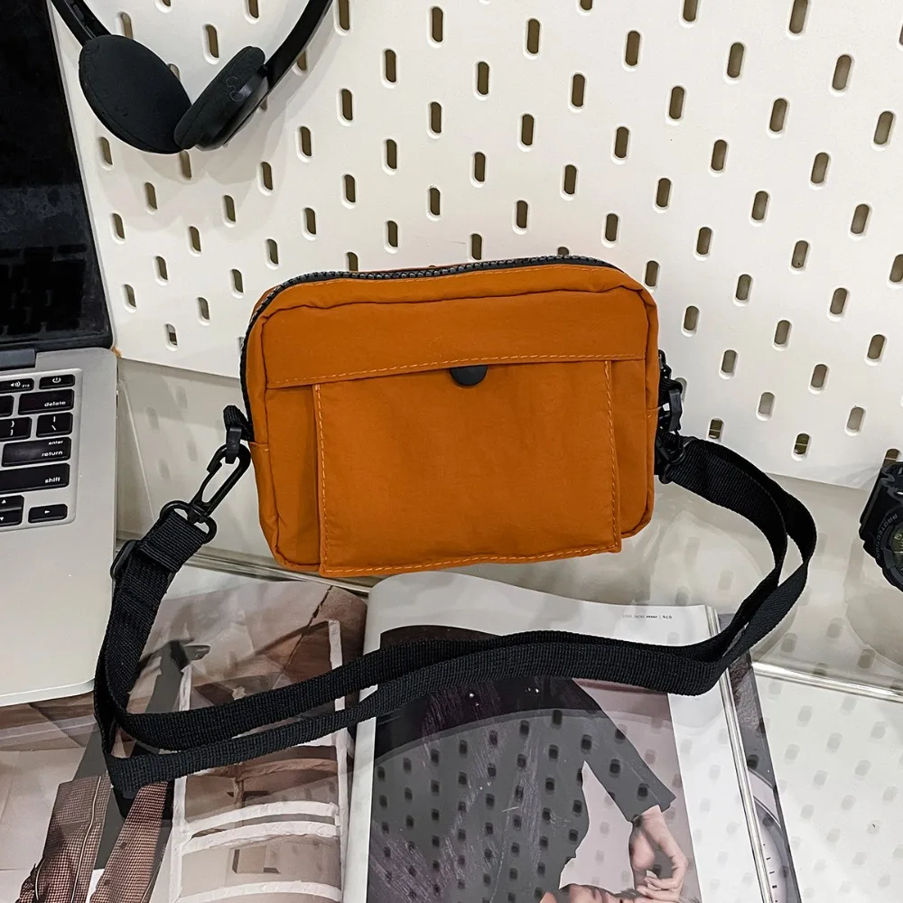

Casual Versatile Crossbody phone bag Japanese Style Solid Color Shoulder Bag Small Size Waterproof Nylon Bag Unisex