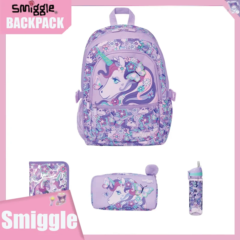 New Australian Smiggle Backpack Girls And Boys Backpack Cartoon Children\'S Student Stationery Set Pencil Case Water Cup Gifts