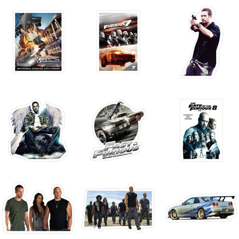 50PCS The Fast and The Furious DIY Stickers Phone Trunk Refrigerator Waterproof Anime Stickers Anime Figure Image Toys Sticker