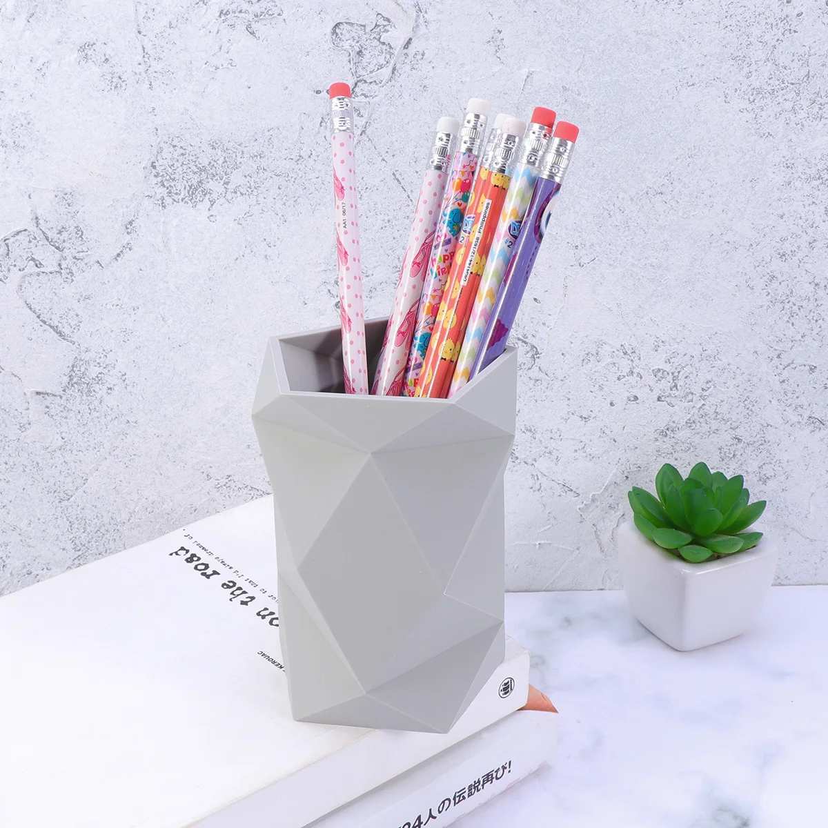 

Pen Container Grey Premium Silicone Material Non-Slip Base Kids Students Teachers Desk Organizer Pencil Holder Brush Pot