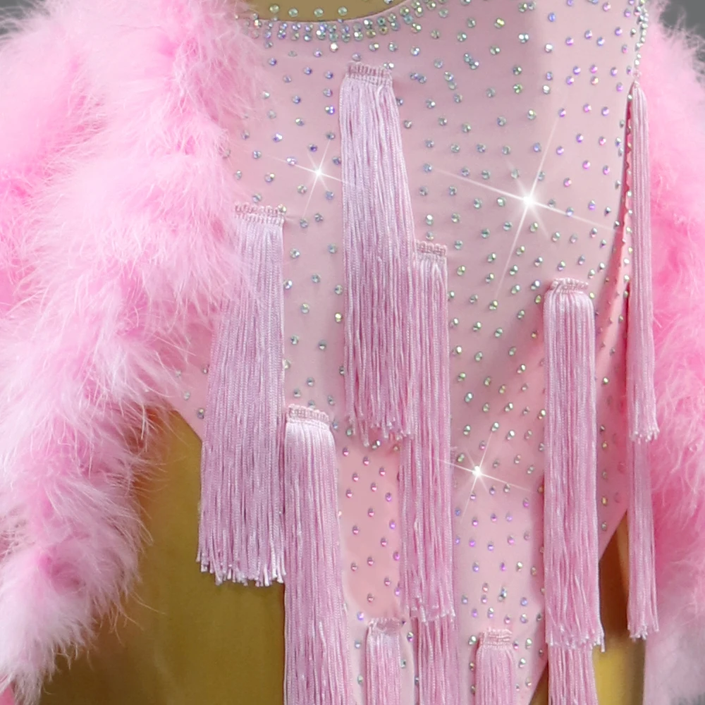 فستان ريش للحفلات للنساء، زي رقص لاتيني، زي مثير للمسرح الأمريكي، ممارسة المنافسة، ملابس رياضية للبالغين للحفلات الراقصة للفتيات #6