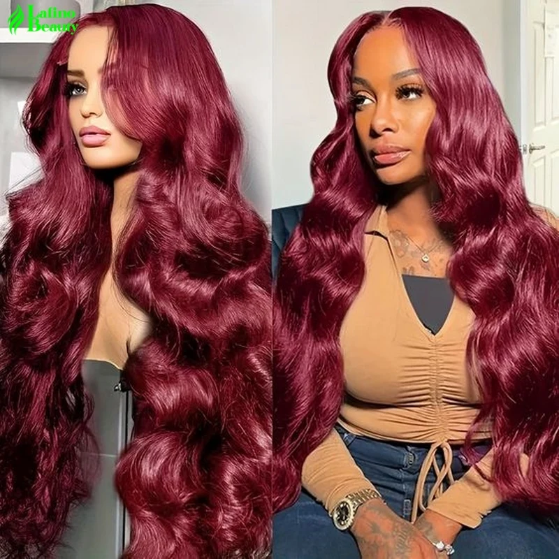 99J body wave burgundy wig hd lace wig 13x6 human hair red wig burgundy 13x6 13x4  lace frontal human hair wig colored lace wig