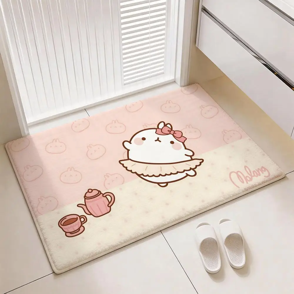 

Милый мягкий коврик с изображением кролика М-Молангса, мягкий утолщенный фланелевый коврик для двери, нескользящий коврик для гостиной, домашний декор