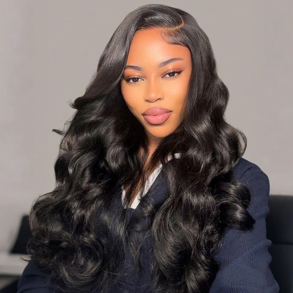 

Body Wave Human Hair Wigs 13x6 Hd Lace Frontal Wigs 250 Density 36 Inch Natural Black Pre Plucked 13X4 Lace Frontal Wigs