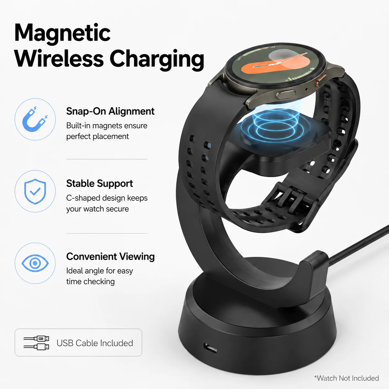 Wireless Charging Dock for Galaxy Watch8 Watch8 Classic Ultra 2025 Magnetic Smartwatch Charger Stand Replacement Charging Base