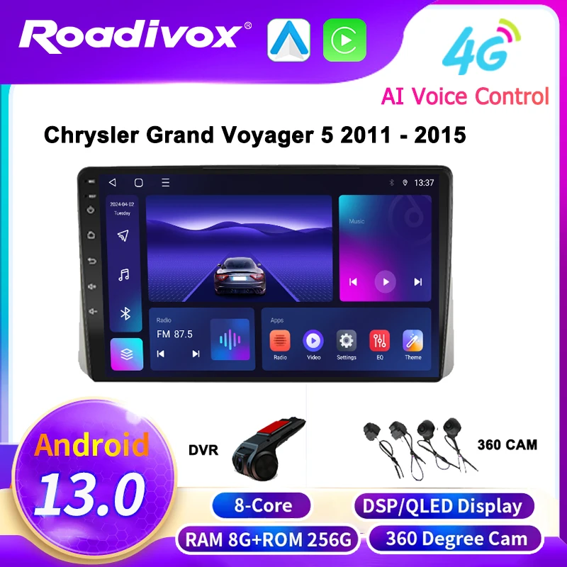 QLED display Car Stereo Radio For Chrysler Grand Voyager 5 2011 - 2015 Multimedia Player GPS Carplay Android Auto Head Unit