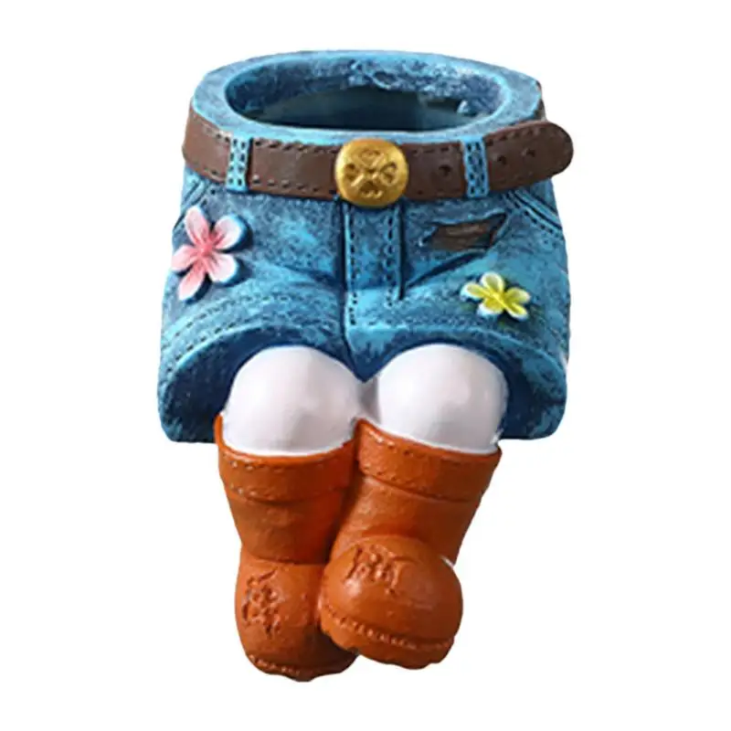 Plant Pots Indoor Unique Jeans Denim Skirt Resin Flower Pots Resin Crafts Pastoral Style Outdoor And Indoor Garden Planter For