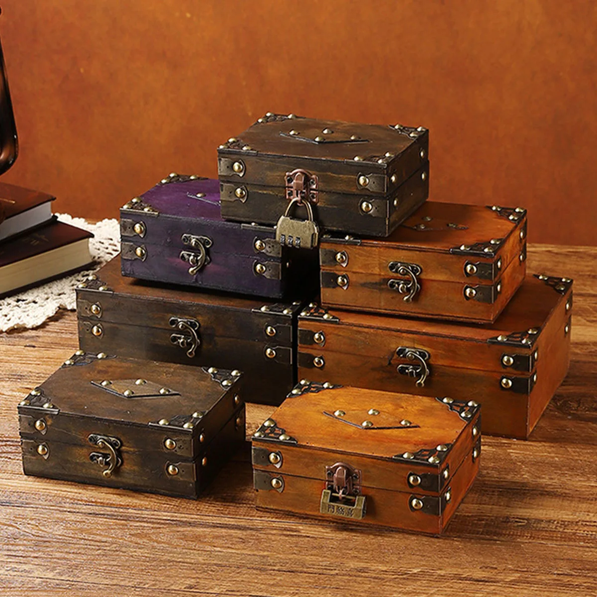

Wooden Storage Box Gift Keepsake Box for Trinkets, Jewelry, Mementos, Vintage Home Desktop Decoration Handicrafts and Artworks