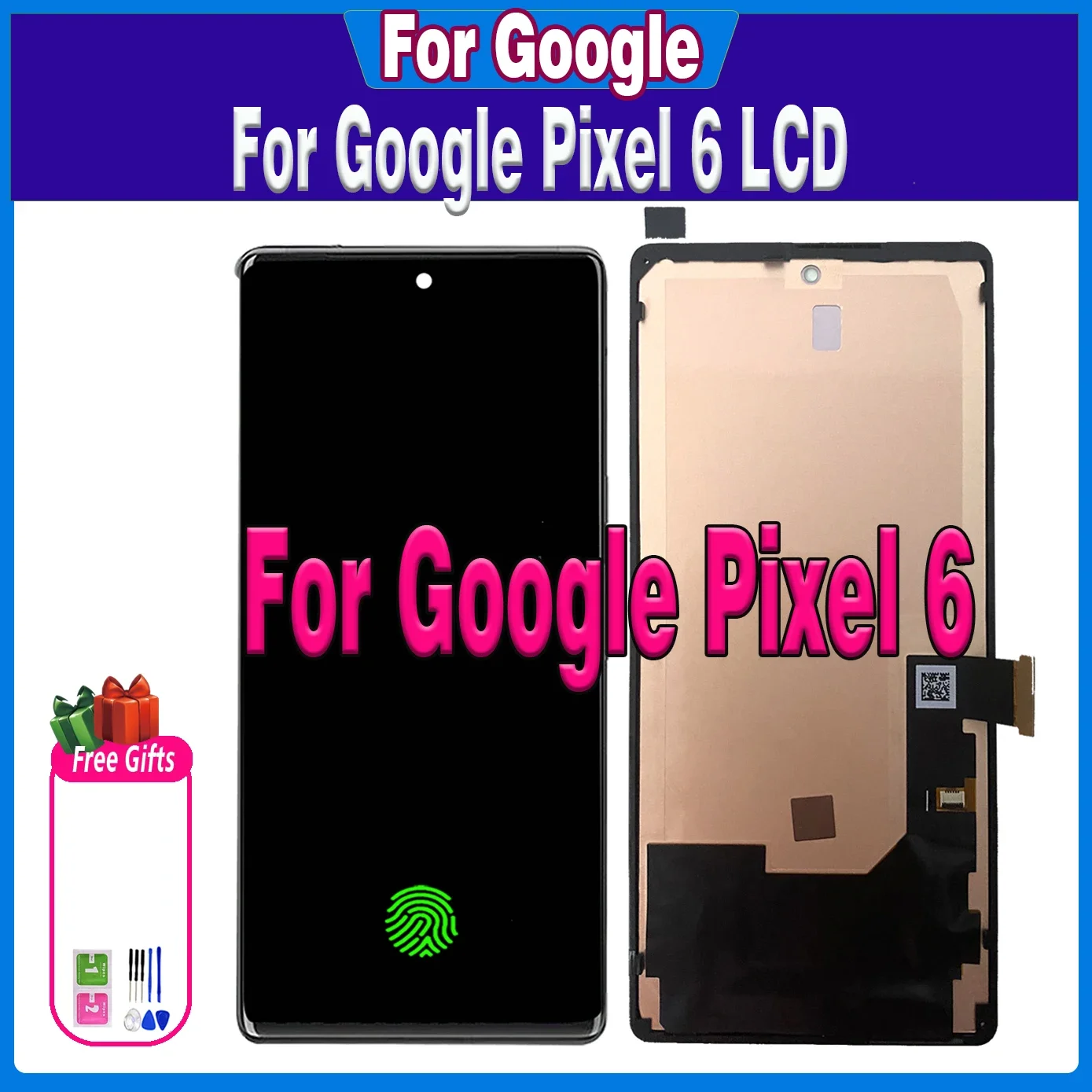 6.4“ Super AMOLED For Google Pixel 6 LCD GB7N6 G9S9B16 Display Touch For Pixel6 LCD Frame Screen Digitizer Assembly Replacement