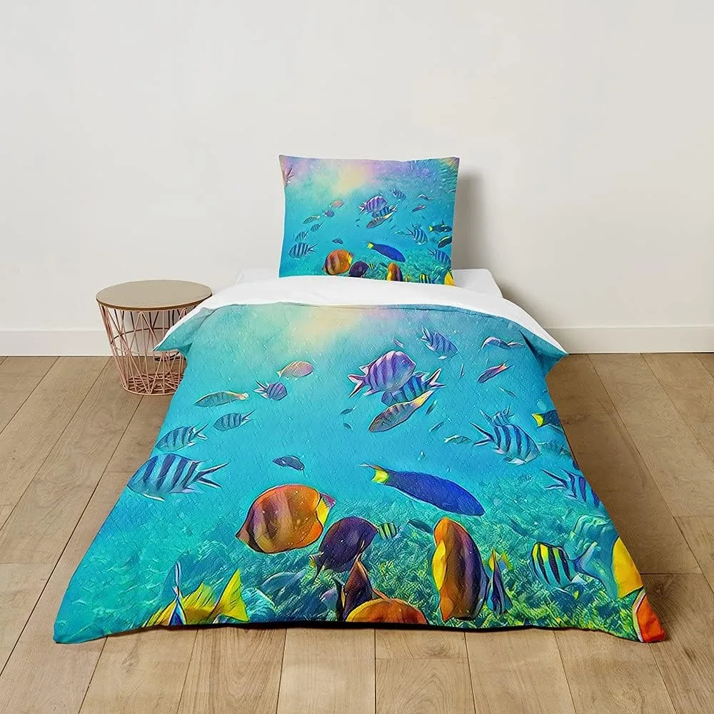 Shark Sea World Duvet Cover Pillowcase Nemo Bedding Set Adult Boy Girl Bedroom Decoration Children Single Double Large Size