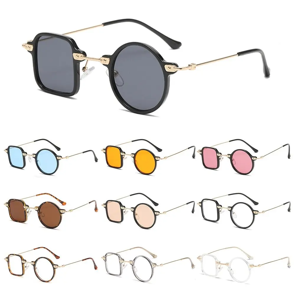 Einzigartige quadratische runde Sonnenbrille für Damen, modisch, klare Ozean-Linsenschirme, UV400, Herren-Punk-Sonnenbrille