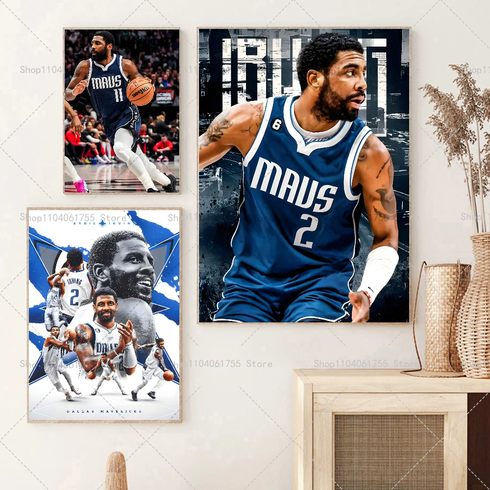 1PC Basketball Player Kyrie Irving Poster Self-adhesive Art Waterproof Paper Sticker Coffee House Bar Room Wall Decor