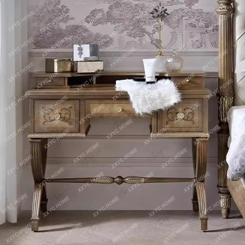 A Solid wood  bedroom dressing table storage cabinet dressing stool combination high-end customizable