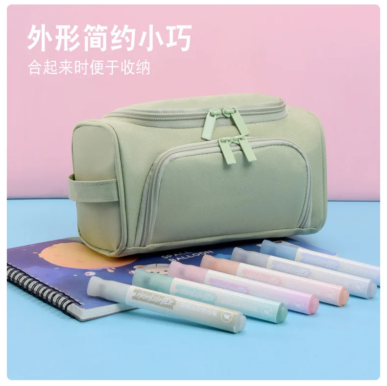 Large capacity ins pencil case with high aesthetic appeal, stationery bag, popular and dirt resistant pencil case