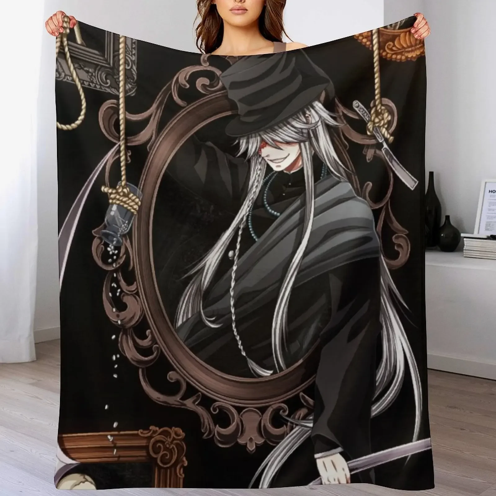 Undertaker black butler Throw Blanket Multi Use Warm Blanket for Living Room Bedroom