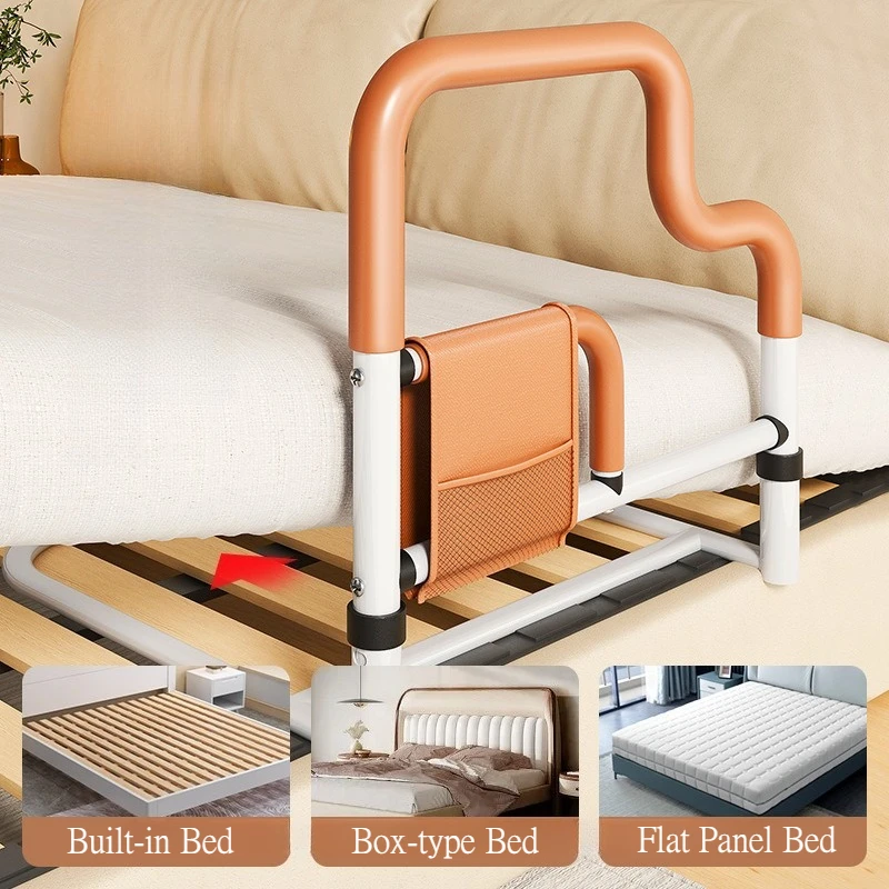 Elderly Bed Assist Rail, Safety Anti-fall Bedside Grab Bar, Senior Get Up Support Handle for Home Use, 4-level height adjustable
