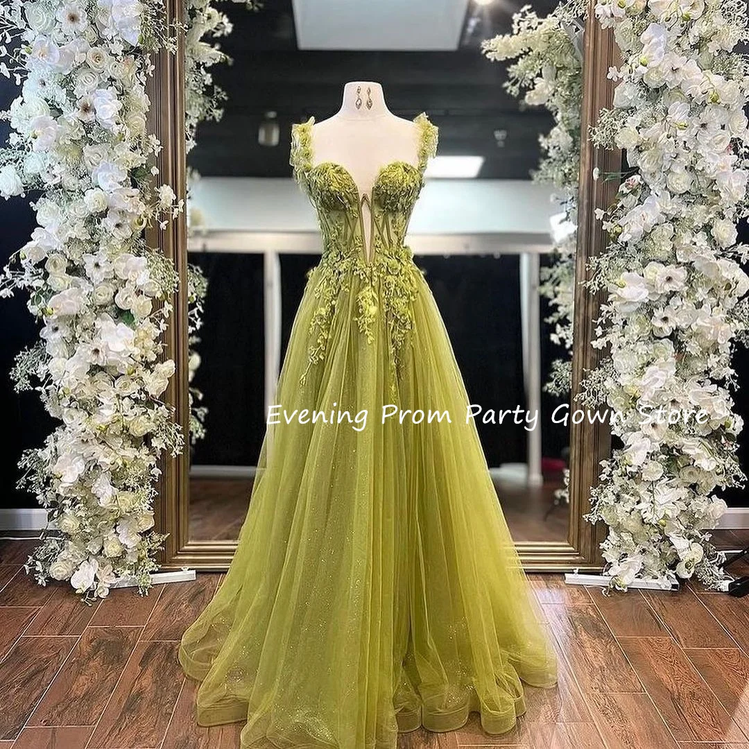 فساتين سهرة مزينة للنساء فستان رسمي للحفلات أخضر تول فيستدوس دي فيستاس أنيقة موهير فساتين للمناسبات الرسمية
