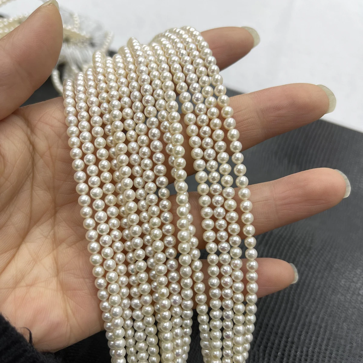 3-3,5mm AAAA Natürliche Süßwasser Runde Weiße Runde Perle Spacer Perlen Schmuck Machen DIY Halskette Armband Frauen premium Hochzeit