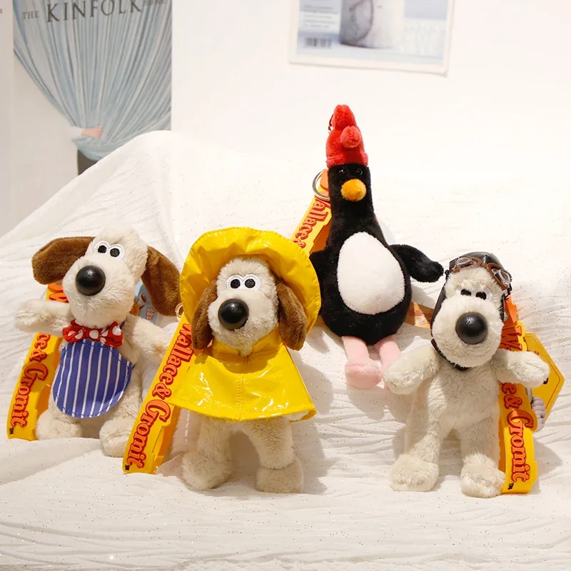 عالية الجودة الكرتون والاس جروميت دمية حقيبة قلادة Kawaii جروميت والاس بلوشيز جرو الكلب مفتاح سلسلة هدايا عيد فتاة