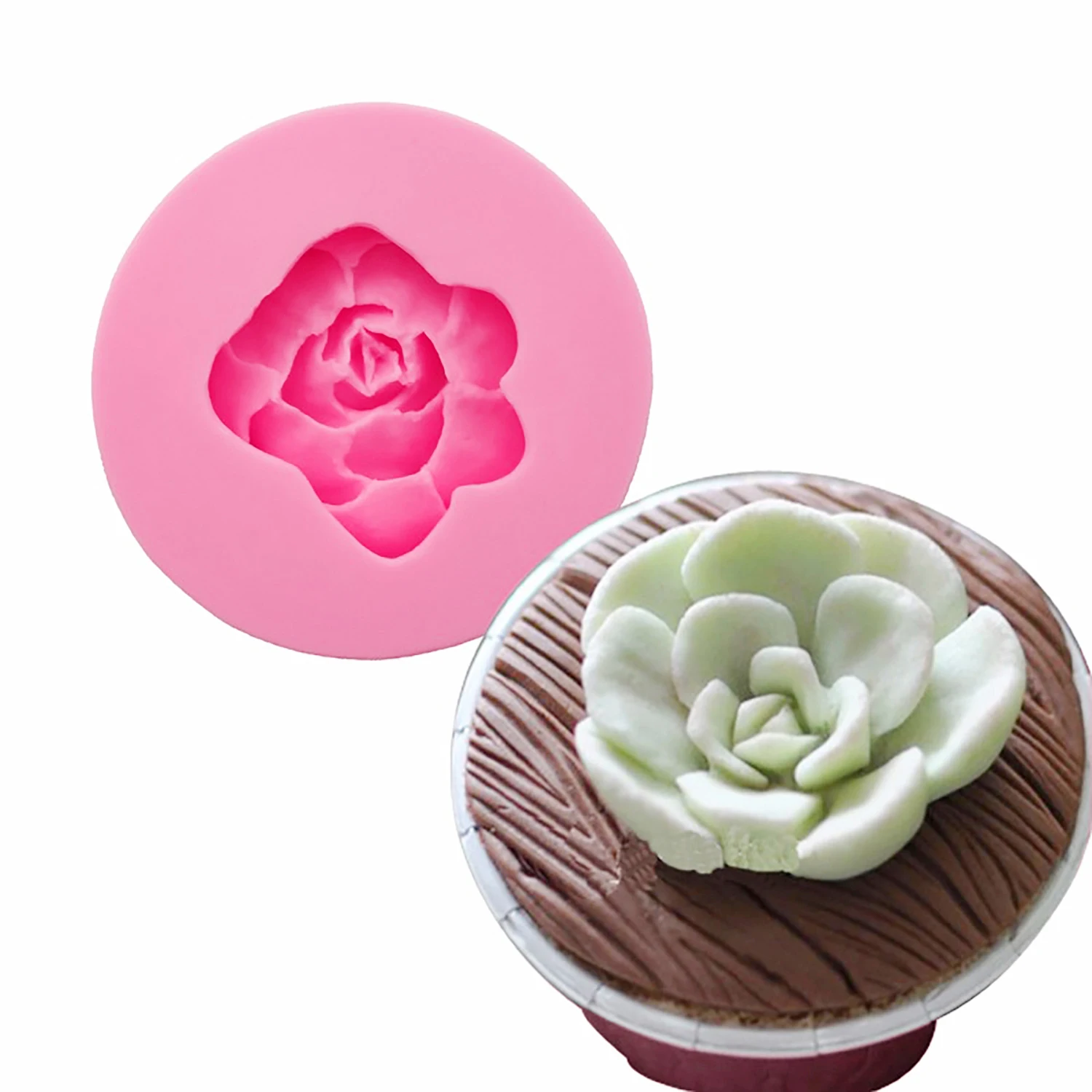 Rose Succulent Silicone Mold for Soap Candle Aroma Pendant Polymer Clay Chocolate Cake DIY Craft Supplies