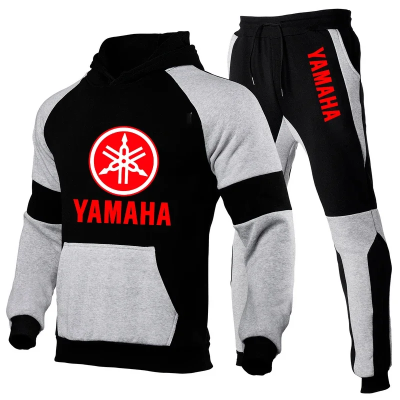 Yamaha logo print men tracksuit hoodie pullover Pant 2 piece suit casual fitness jogging Yamaha clothing sportswear men clothing