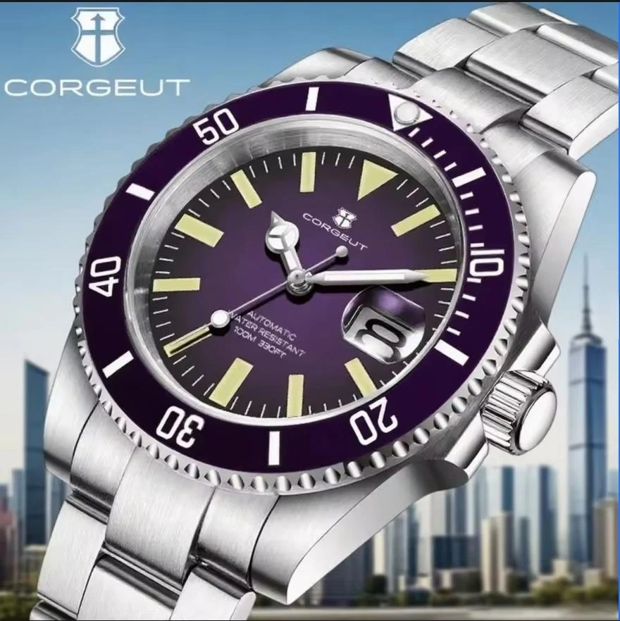 

Мужские часы Corgeut 40 мм nh35 Автоматический механический ремешок из сапфирового стекла из нержавеющей стали