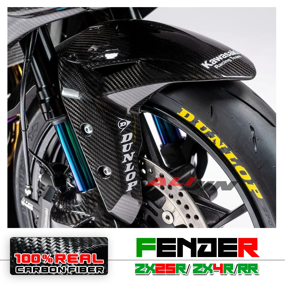 

Real Dry Carbon Fiber For KAWASAKI ZX25R ZX4R ZX-4RR ZX4RR 2020-2024 Motorcycle Fairing Front Fender Mudguard Tire Hugger Cover