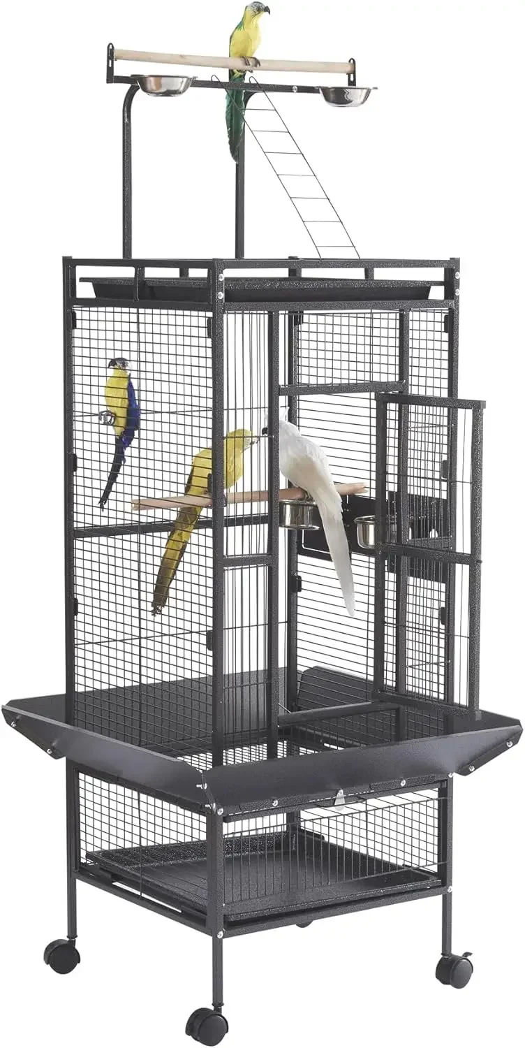 

Panana Large Bird Cages Parrot Wide Flight Metal Animal Cage Budgie Parakeet Conure with Rolling Stand Wheels (61 inch Height)