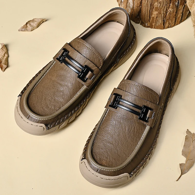 

Новая мужская кожаная повседневная обувь, роскошные лоферы без шнуровки ручной работы, деловые мокасины, дизайнерская прогулочная обувь высокого качества, обувь для вождения