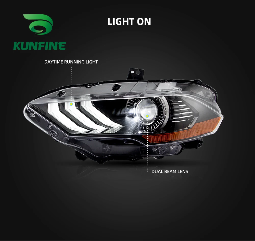 KUNFINE Car Styling Car Headlight Assembly For Ford Mustang 2018-up LED Head Lamp Car Tuning Light Parts Plug And Play