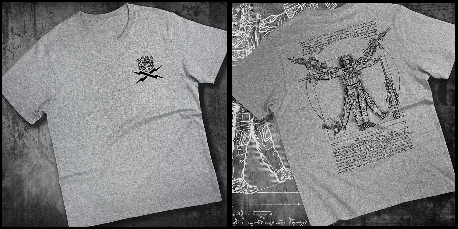 2026Vintage Tactical Vitruvian Man Graphic T Shirt Men Oversized Short Sleeve Tee Da Vinci Sketch Retro Streetwear Grey T-shirt