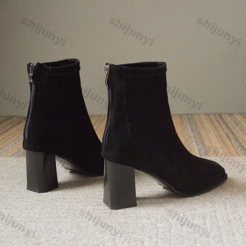 

Женские полусапожки, зима 2024, новая мода, винтажные нескользящие туфли на высоком каблуке, удобные роскошные туфли-лодочки, увеличивающие рост, Botas De Mujer