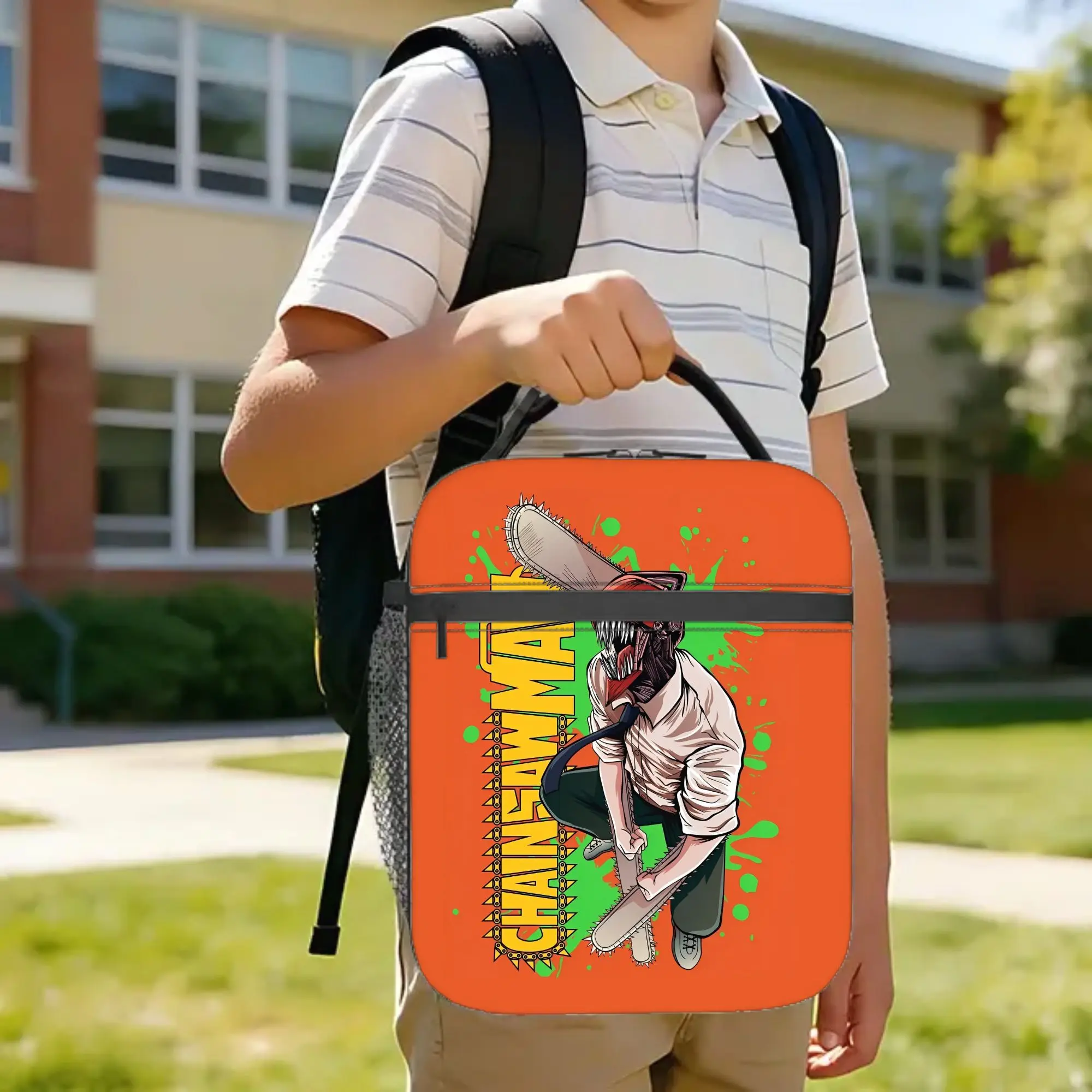 Anime C-Chainsaws Man Insulated Lunch Bag Leakproof  Lunch Container Cooler Bag Tote Lunch Box Work  Travel Food Bag