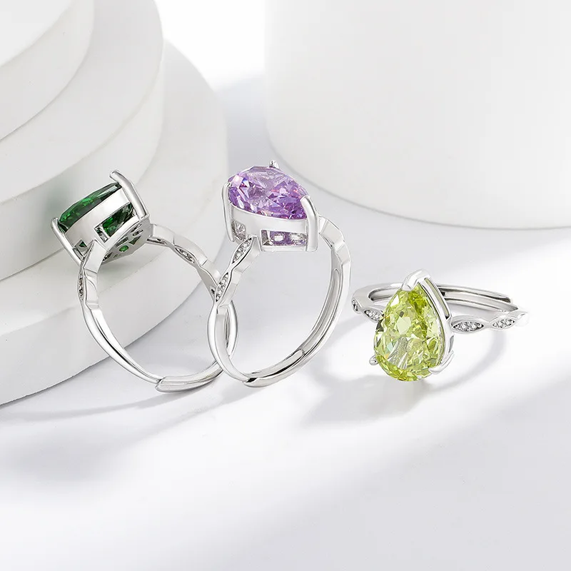 

Легкое роскошное кольцо из стерлингового серебра 925 пробы в форме груши с ледяным цветком и каплями воды, высокоуглеродистое кольцо с бриллиантом, женские юбилейные украшения