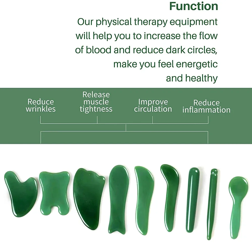 Gua Sha-herramientas faciales de masaje para cara y cuerpo, tablero raspador de Jade de piedra Natural para Lifting de la piel, eliminador de arrugas, cuidado de belleza